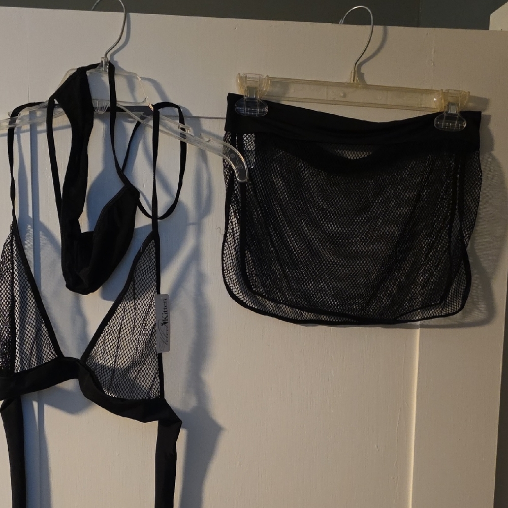 Elegant Black Mesh Bra Set
